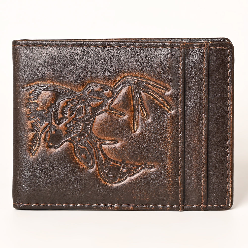 AMERICAN TANNER Genuine Leather Hand Burnished Bifold Wallet For Men Women H4 X W3.25 X D0.5