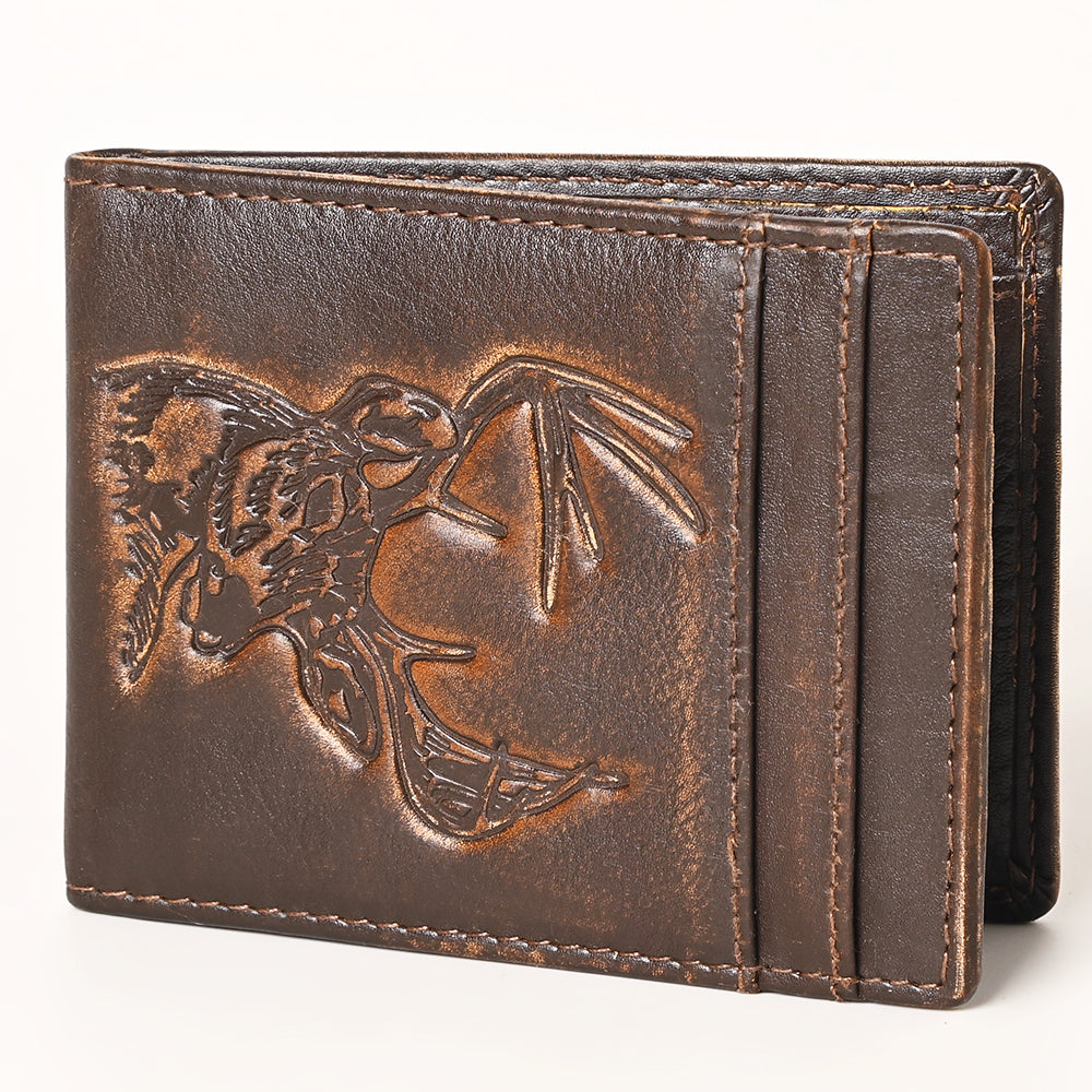 AMERICAN TANNER Genuine Leather Hand Burnished Bifold Wallet For Men Women H4 X W3.25 X D0.5