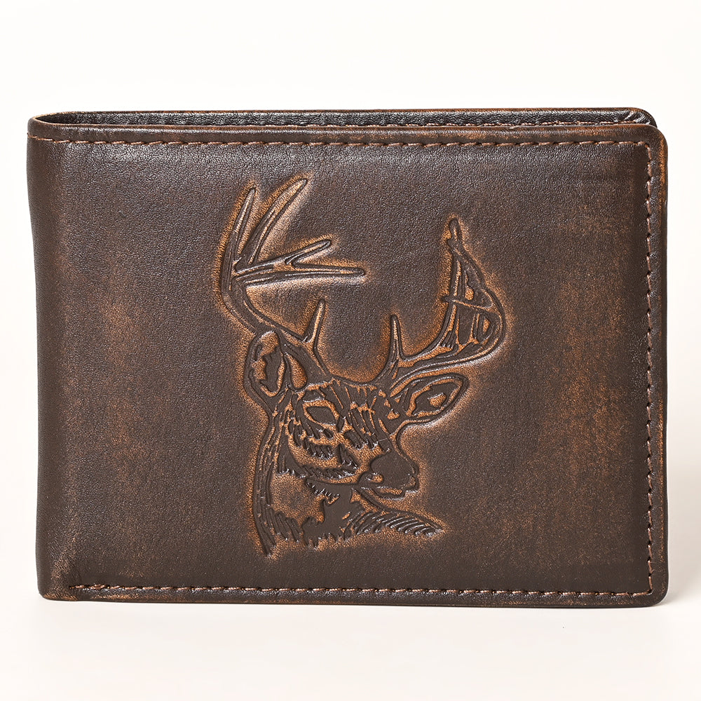 AMERICAN TANNER Genuine Leather Hand Burnished Bifold Wallet For Men Women H3.5 X W4.75 X D0.5