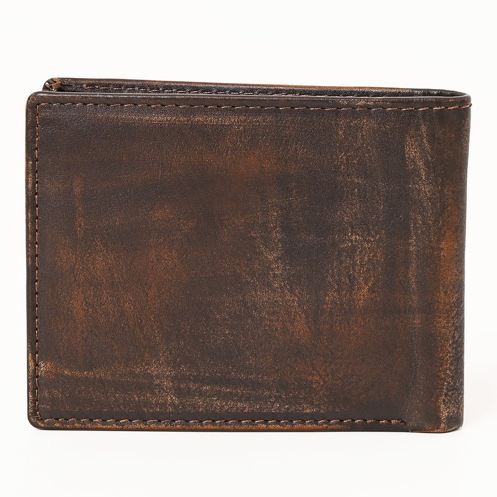 AMERICAN TANNER Genuine Leather Hand Burnished Bifold Wallet For Men Women H3.5 X W4.75 X D0.5