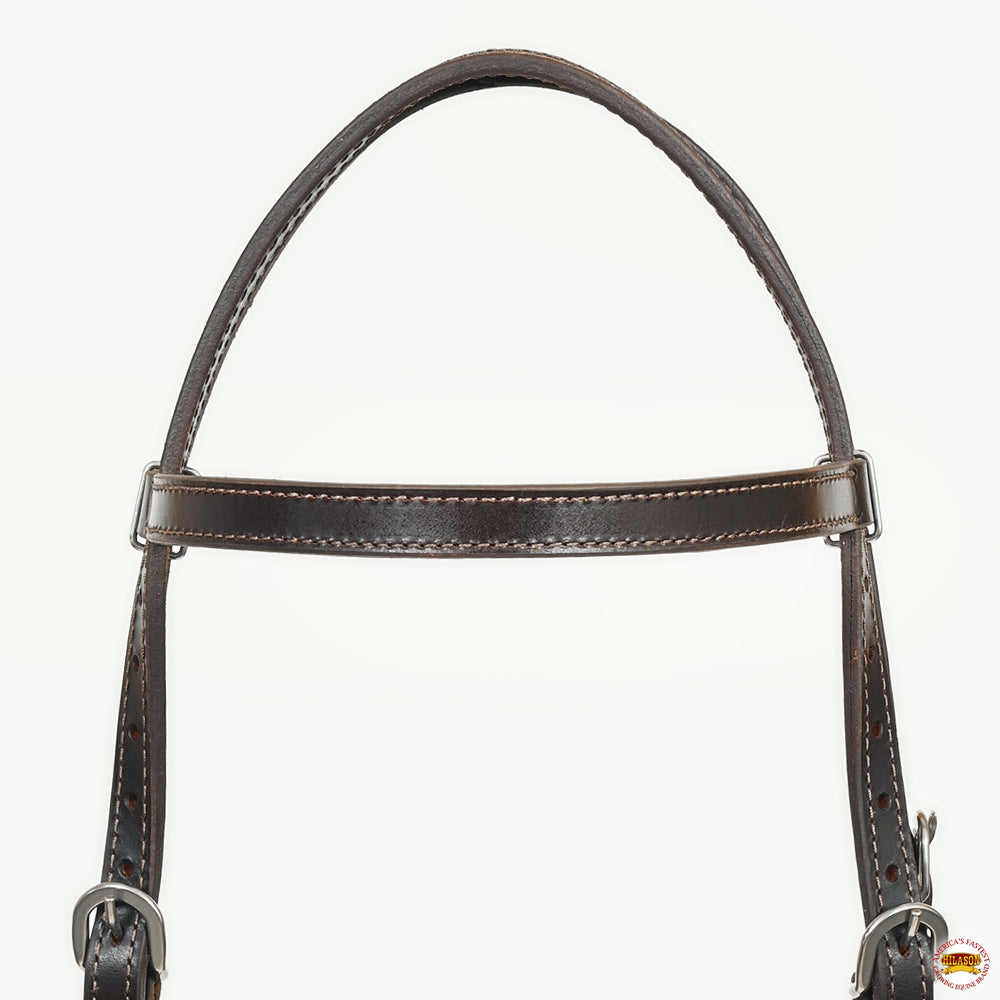 Hilason Western Horse Genuine Leather Headstall Bridle Engraved German Silver Concho Brown