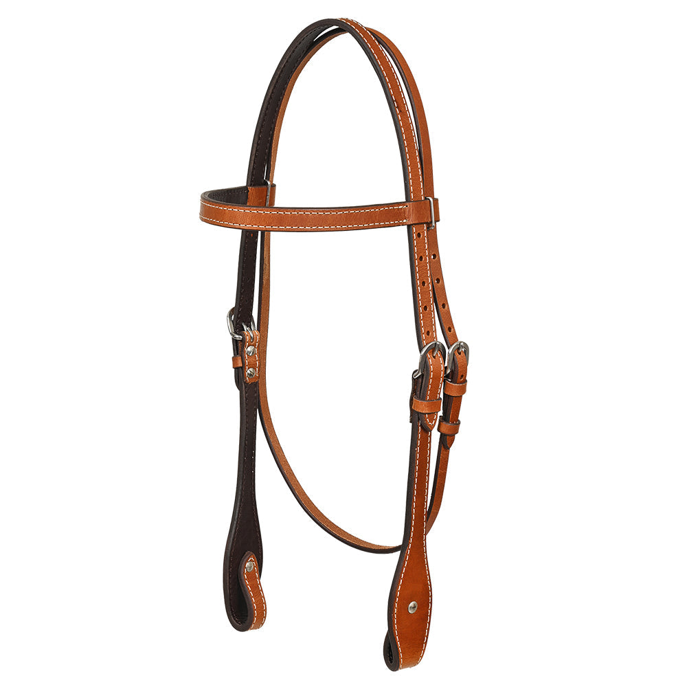 Hilason Western Horse Genuine Leather Headstall Bridle Engraved German Silver Concho Chestnut