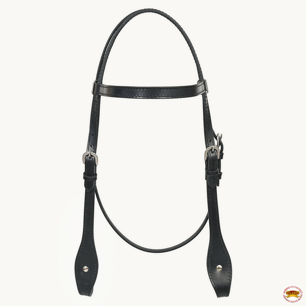 Hilason Western Horse Genuine Leather Headstall Bridle Engraved German Silver Concho Black