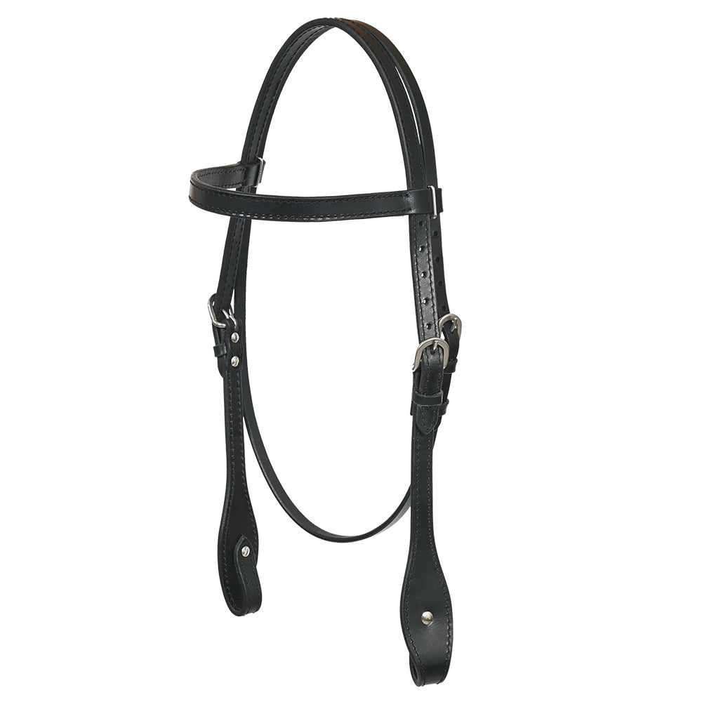 Hilason Western Horse Genuine Leather Headstall Bridle Engraved German Silver Concho Black