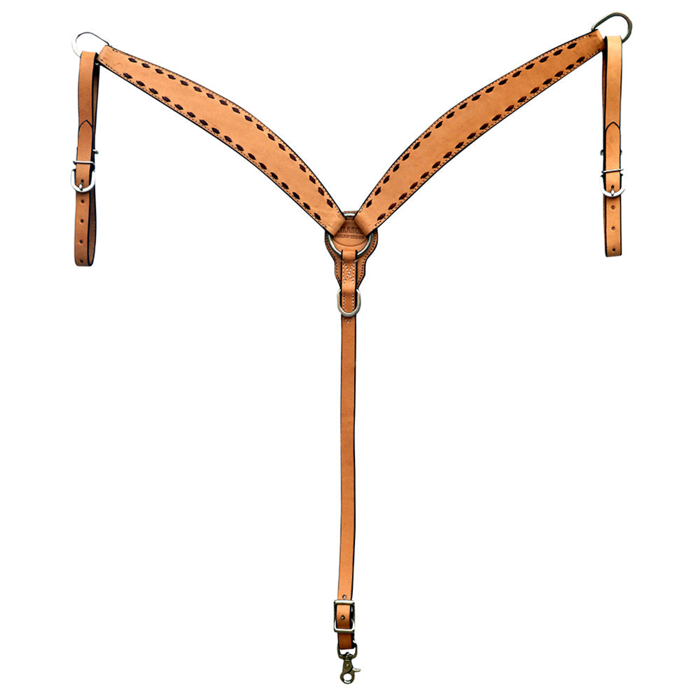 HILASON Western Genuine Leather Horse V Shaped Breast Collar Oiled Tan