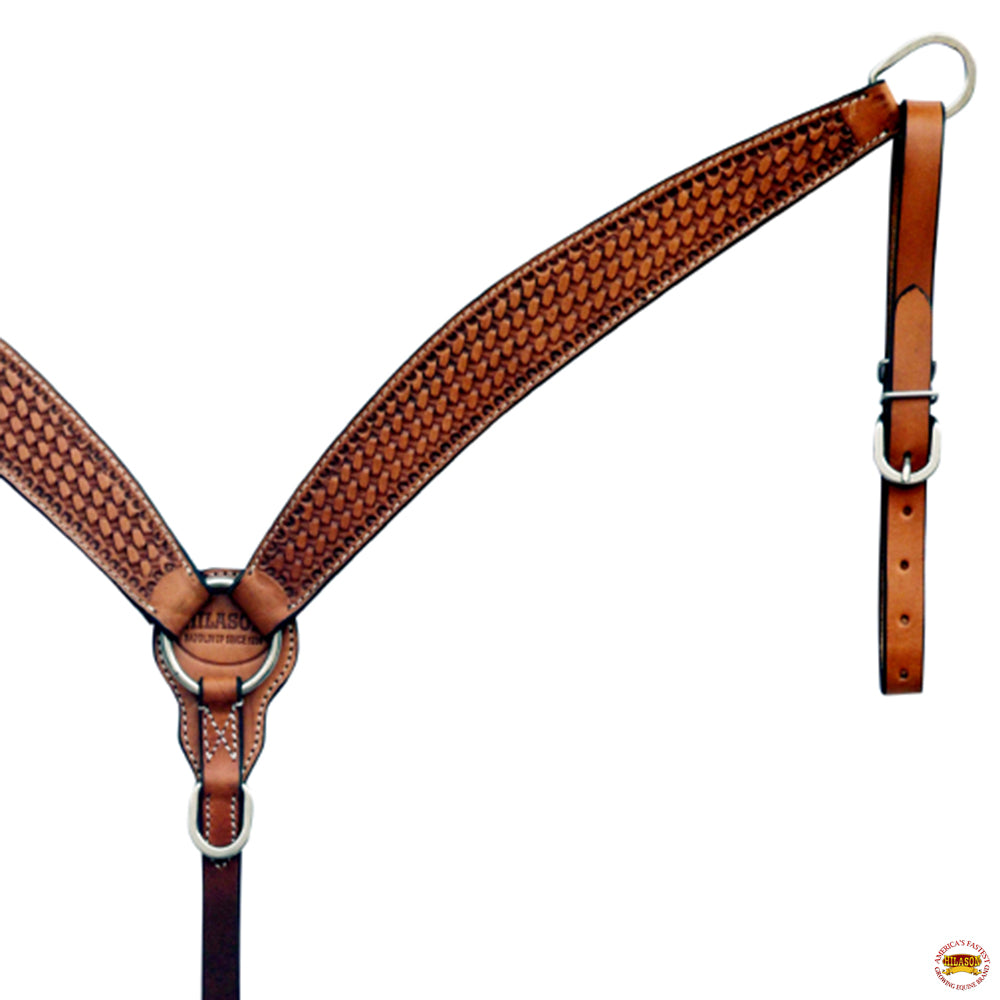 HILASON Western Genuine Leather Horse V Shaped Breast Collar Oiled Tan