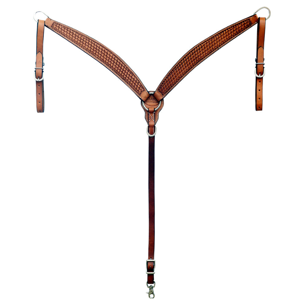 HILASON Western Genuine Leather Horse V Shaped Breast Collar Oiled Tan
