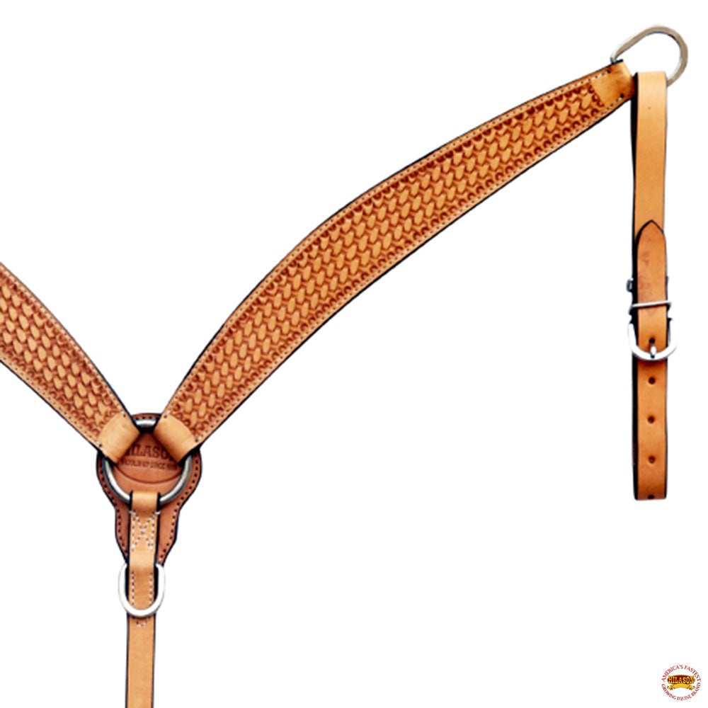 HILASON Western Genuine Leather Horse V Shaped Breast Collar Oiled Tan