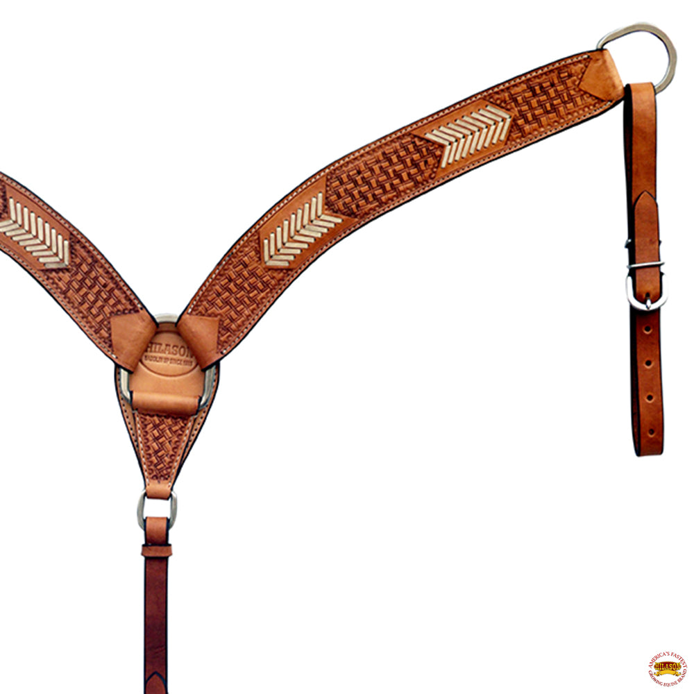 HILASON Western Genuine Leather Horse V Shaped Breast Collar Oiled Tan