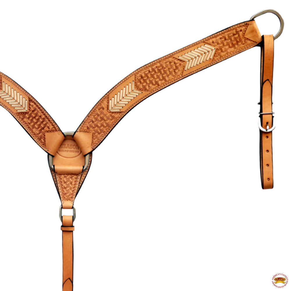 HILASON Western Genuine Leather Horse V Shaped Breast Collar Oiled Tan