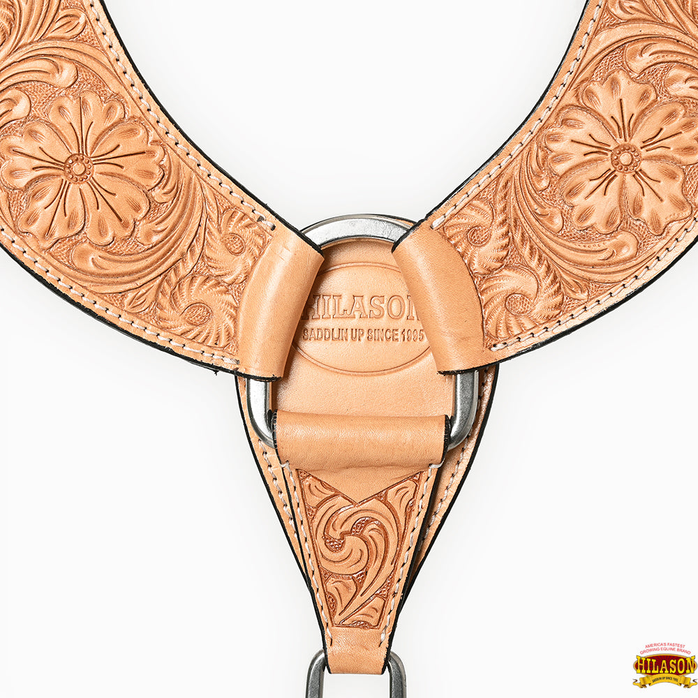 HILASON Leather Horse U Shaped Breast Collar Floral Tan | Western
