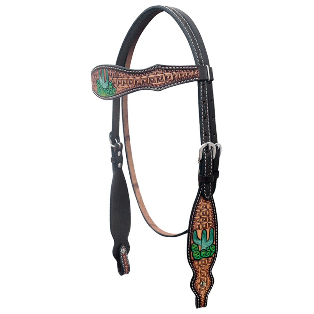 Hand-Carved Leather Western Headstall And Breast Collar Set For Training And Showing