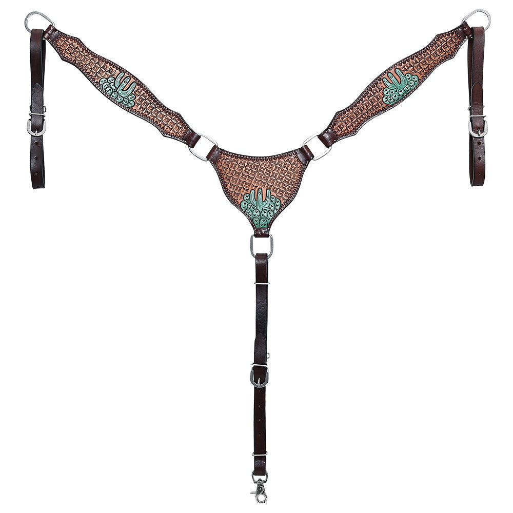 Hand-Carved Leather Western Headstall And Breast Collar Set For Training And Showing