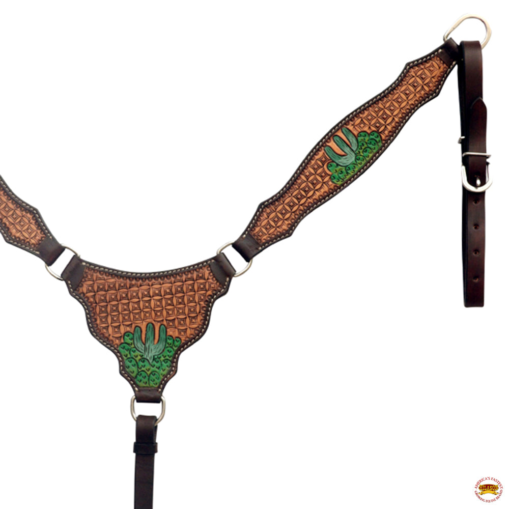 HILASON Western Leather Horse Headstall & Breast Collar Hand Tooled Tan | Leather Headstall | Leather Breast Collar