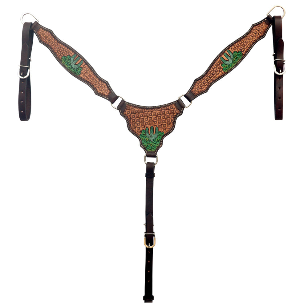 HILASON Western Leather Horse Headstall & Breast Collar Hand Tooled Tan | Leather Headstall | Leather Breast Collar