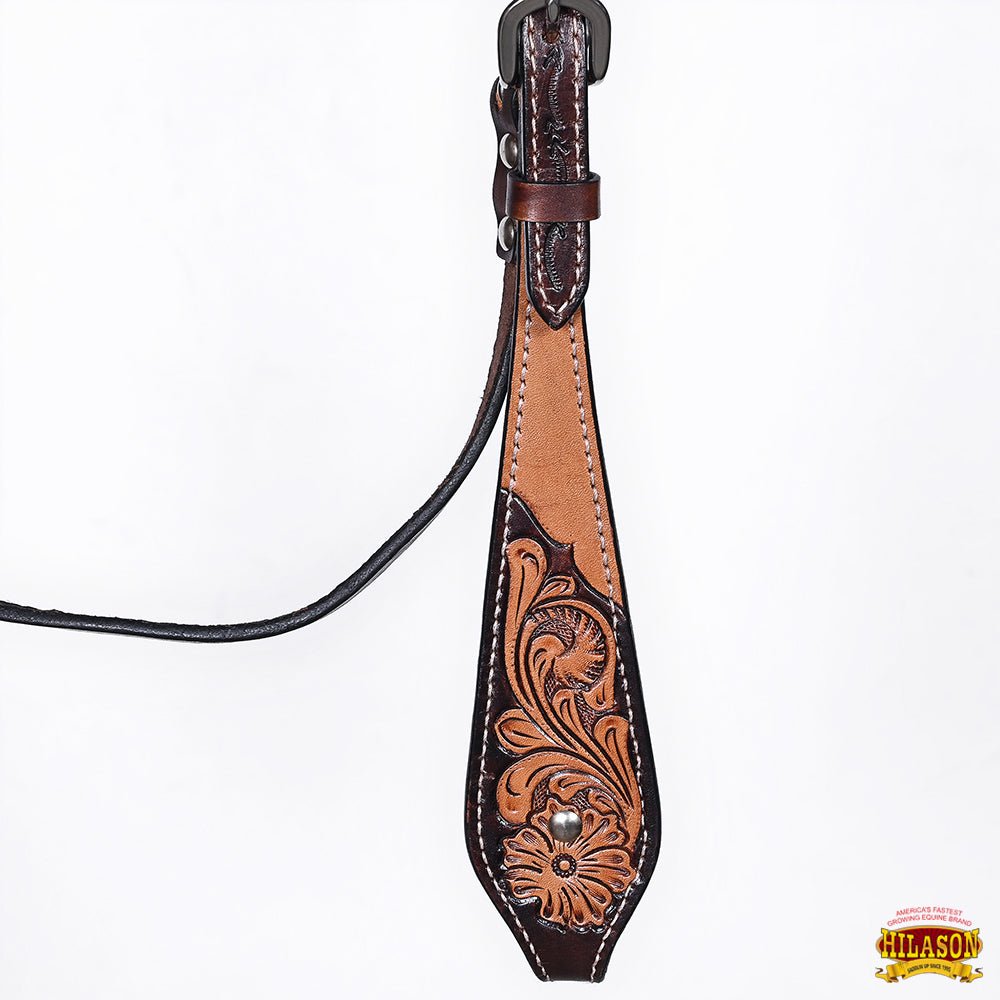 HILASON Western Horse Headstall & Breast Collar American Leather Floral Carving