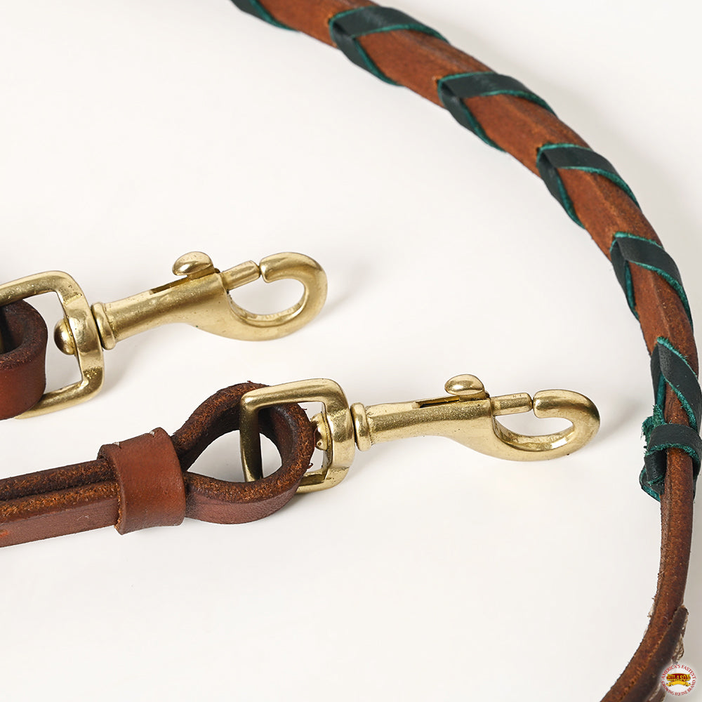8 Feet Hilason Western Horse American Leather Laced Barrel Roper Reins Brown