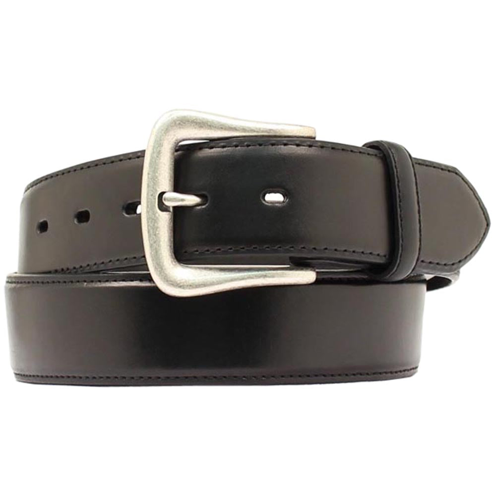 Nocona Western Belt Mens Leather Smooth Overlay Silver Buckle Black