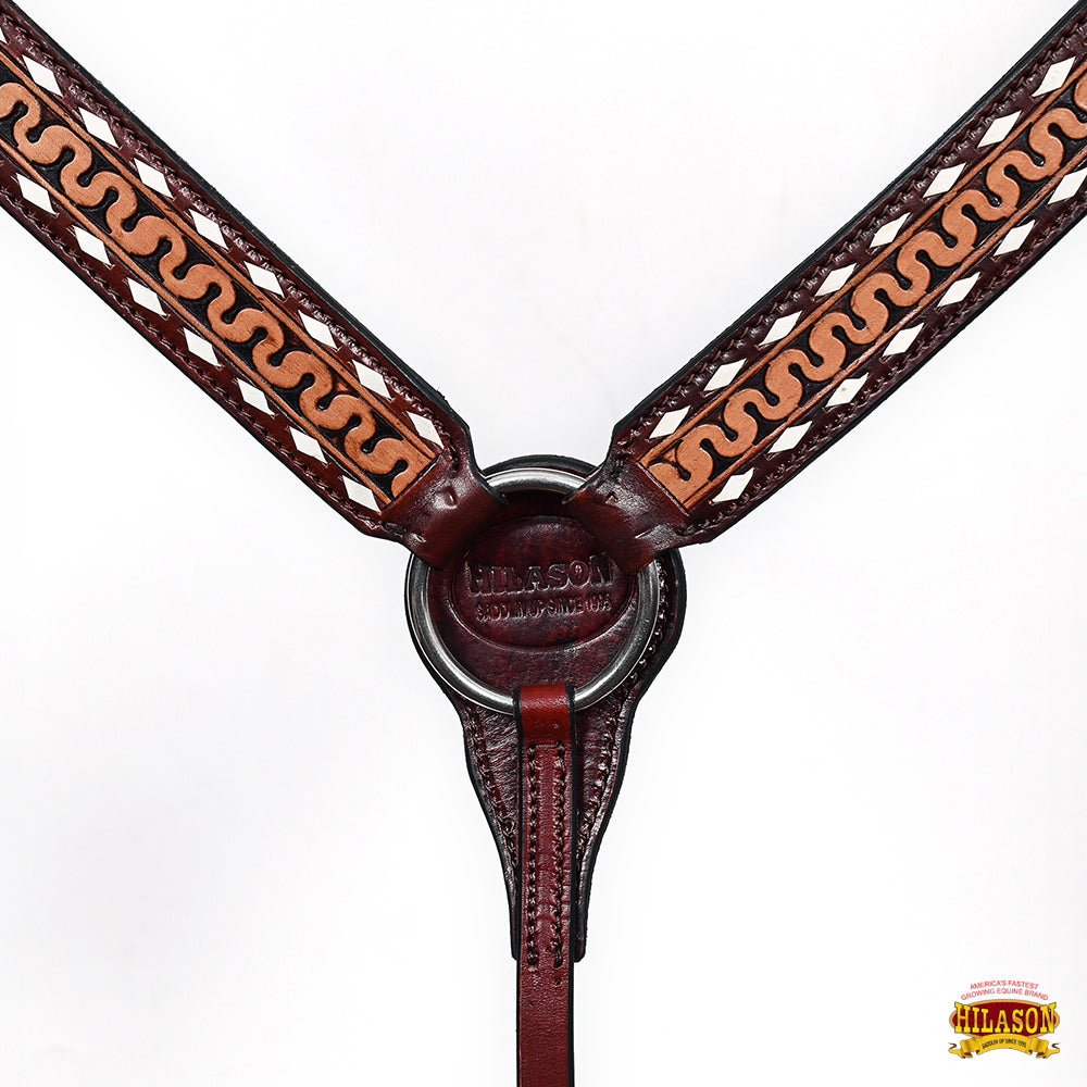 HILASON Western American Leather Headstall Breast Collar Horse Tack Set