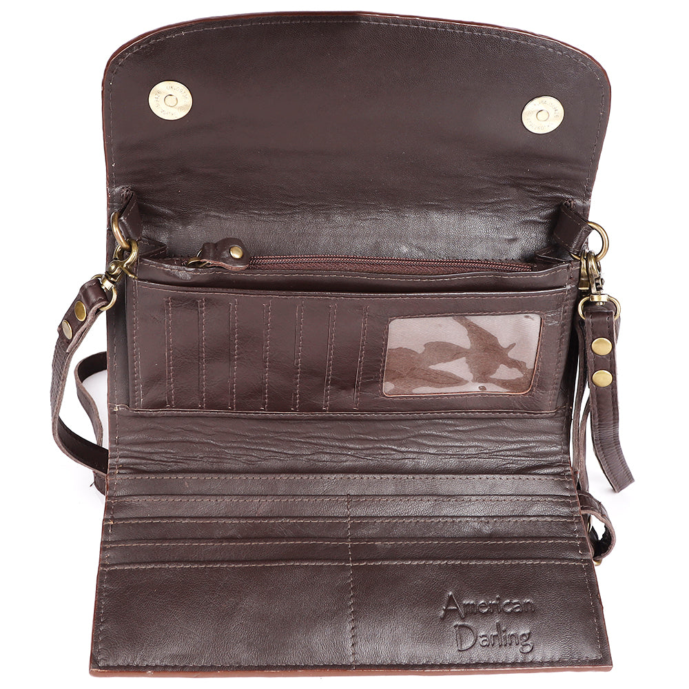 American Darling Cross Body Hand Tooled Genuine Leather Western Women Bag | Turquoise Handbag Purse Crossbody for Cute