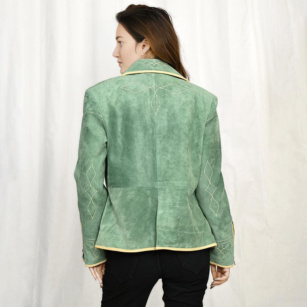 Genuine Vintage  leather Women shirt Blazer jacket  dress ladies girl