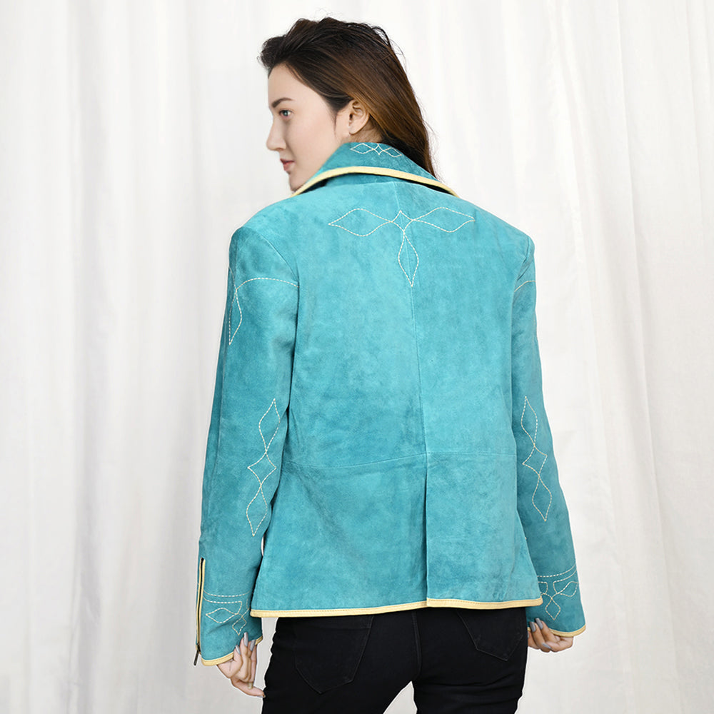 Genuine Vintage  leather Women shirt Blazer jacket  dress ladies girl