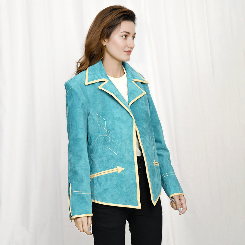Genuine Vintage  leather Women shirt Blazer jacket  dress ladies girl