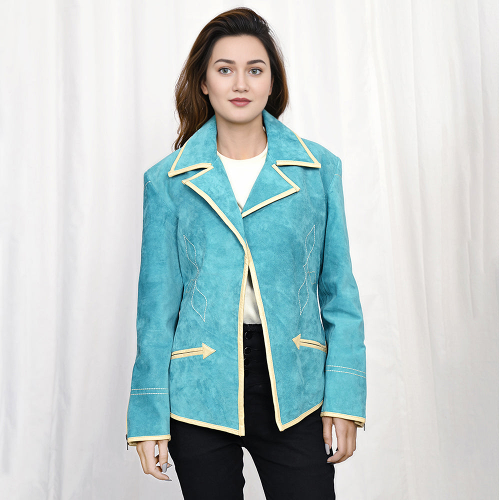 Genuine Vintage  leather Women shirt Blazer jacket  dress ladies girl