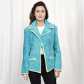 Genuine Vintage  leather Women shirt Blazer jacket  dress ladies girl
