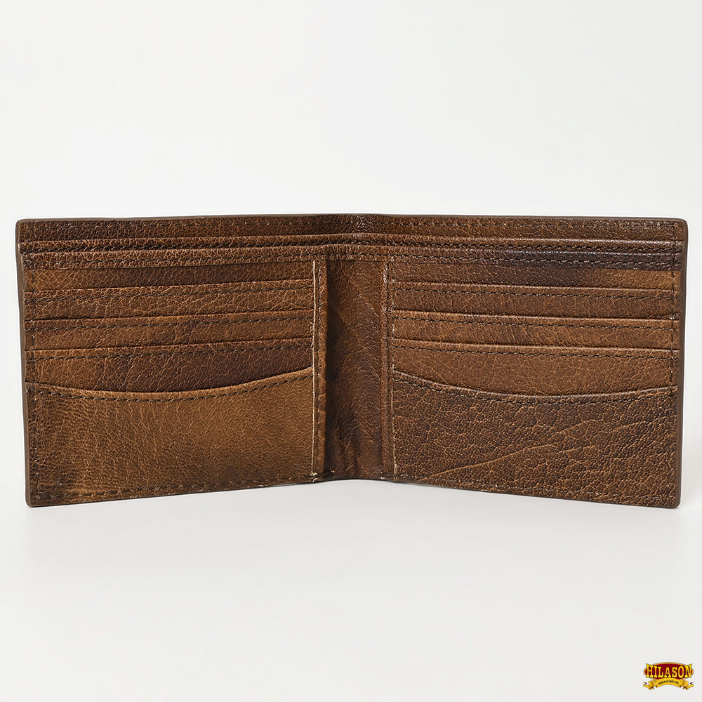 Hilason Western Floral Rodeo Bifold Men Women Genuine American Leather Wallet
