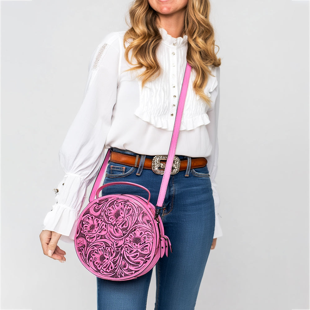 American Darling Western Leather Canteen Bag with Hand-Tooled Floral Detailing, Genuine Leather, Premium Craftsmanship, Everyday Carry Purse