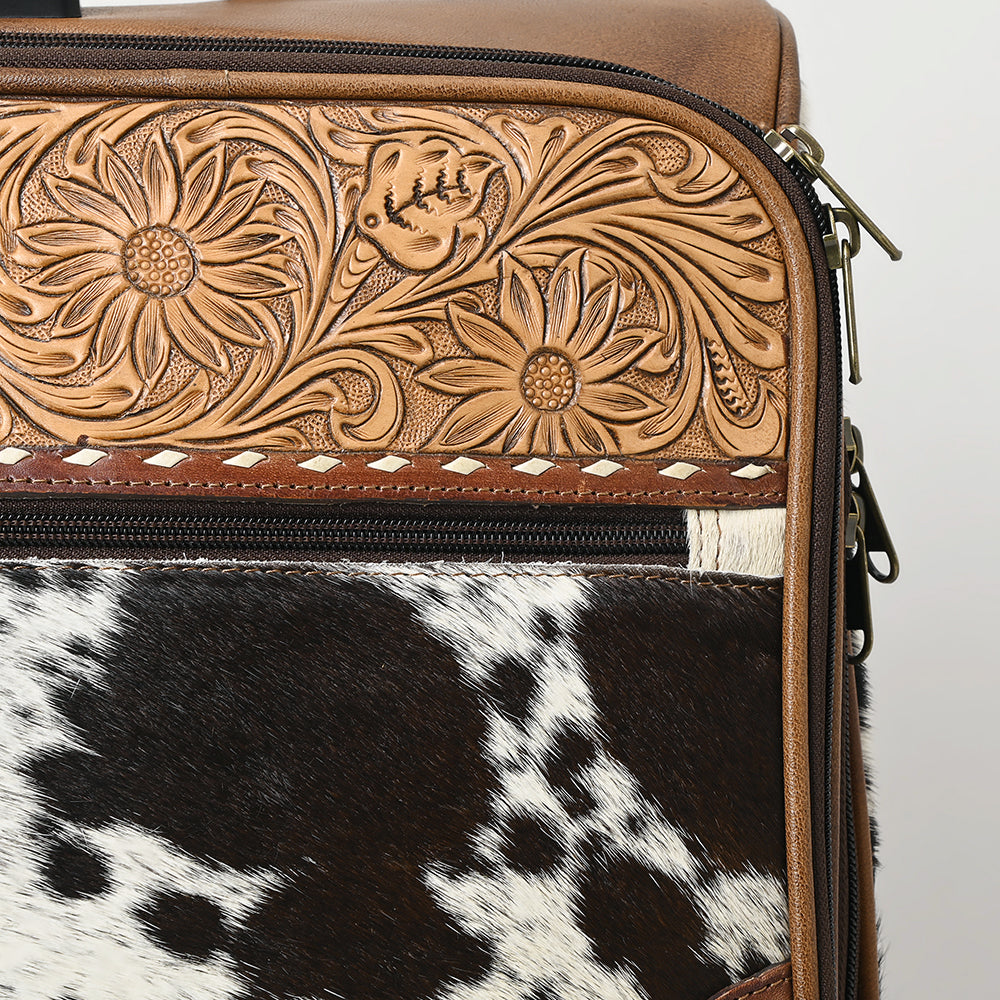 American Darling Travel Case Beautifully Hand Tooled Hair-On Genuine Leather