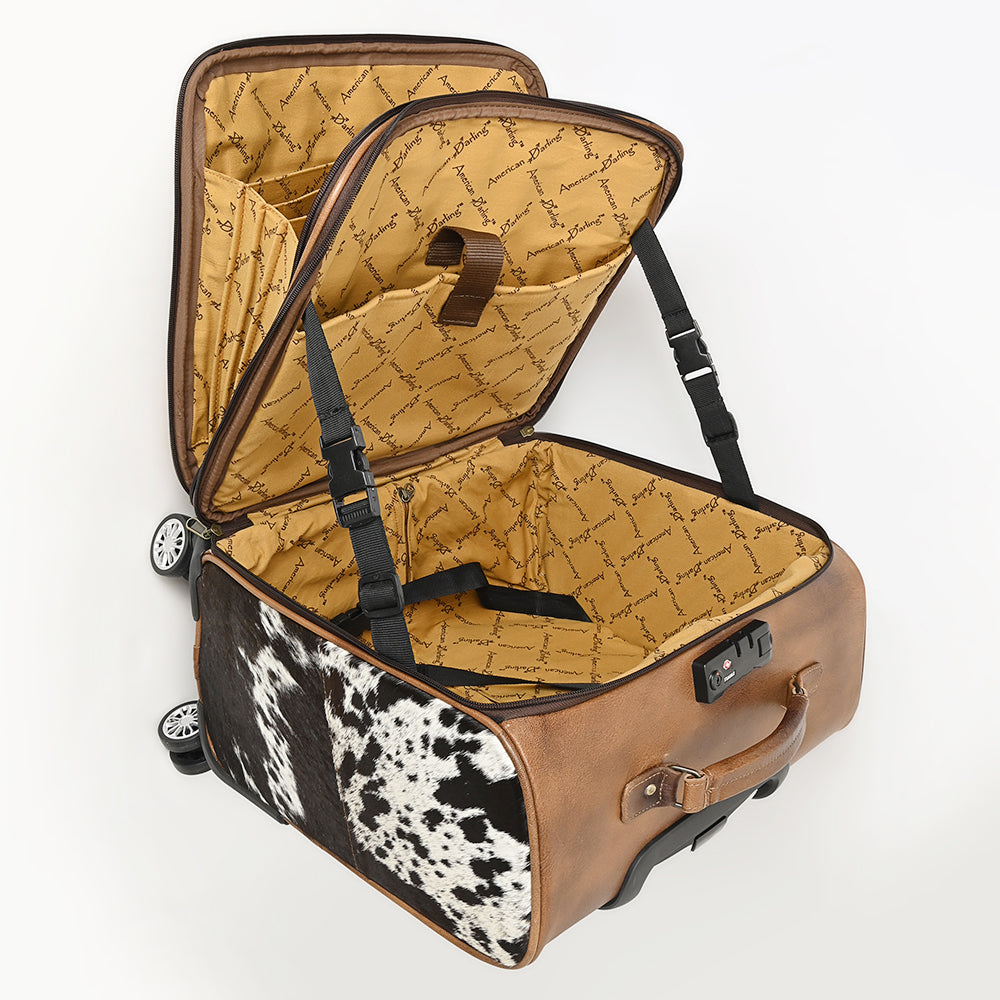 American Darling Travel Case Beautifully Hand Tooled Hair-On Genuine Leather