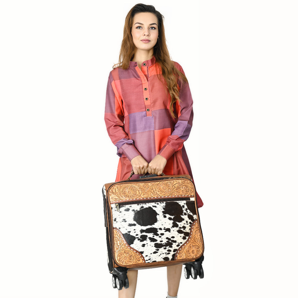 American Darling Travel Case Beautifully Hand Tooled Hair-On Genuine Leather