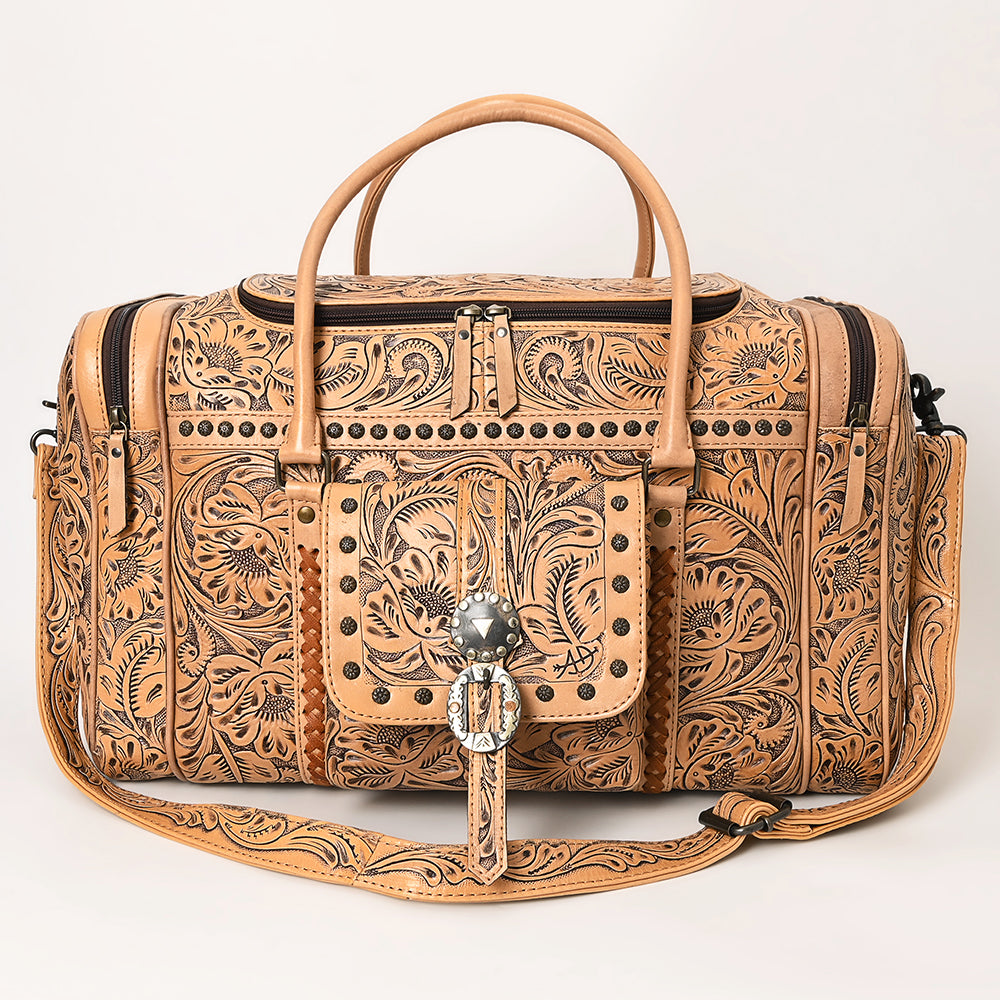 American Darling Hand-Tooled Genuine Leather Duffel Bag