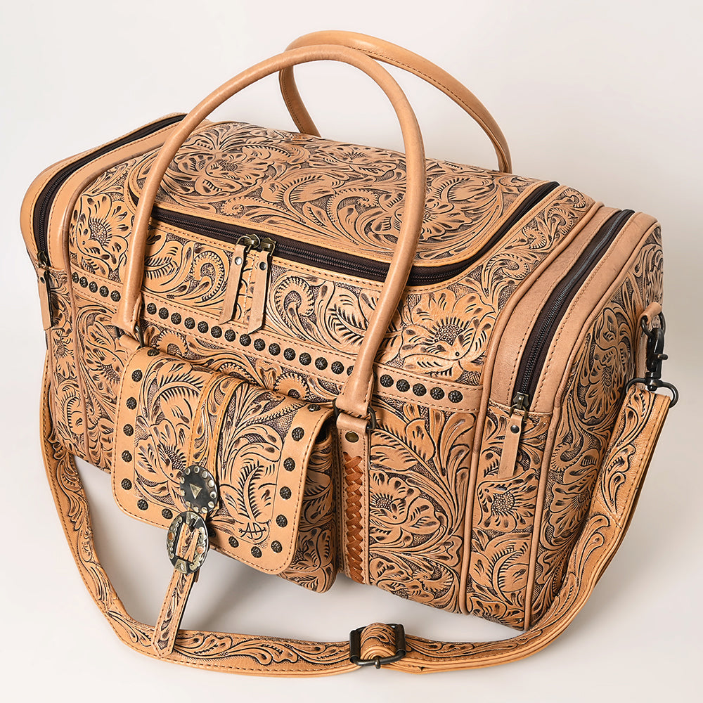 American Darling Hand-Tooled Genuine Leather Duffel Bag