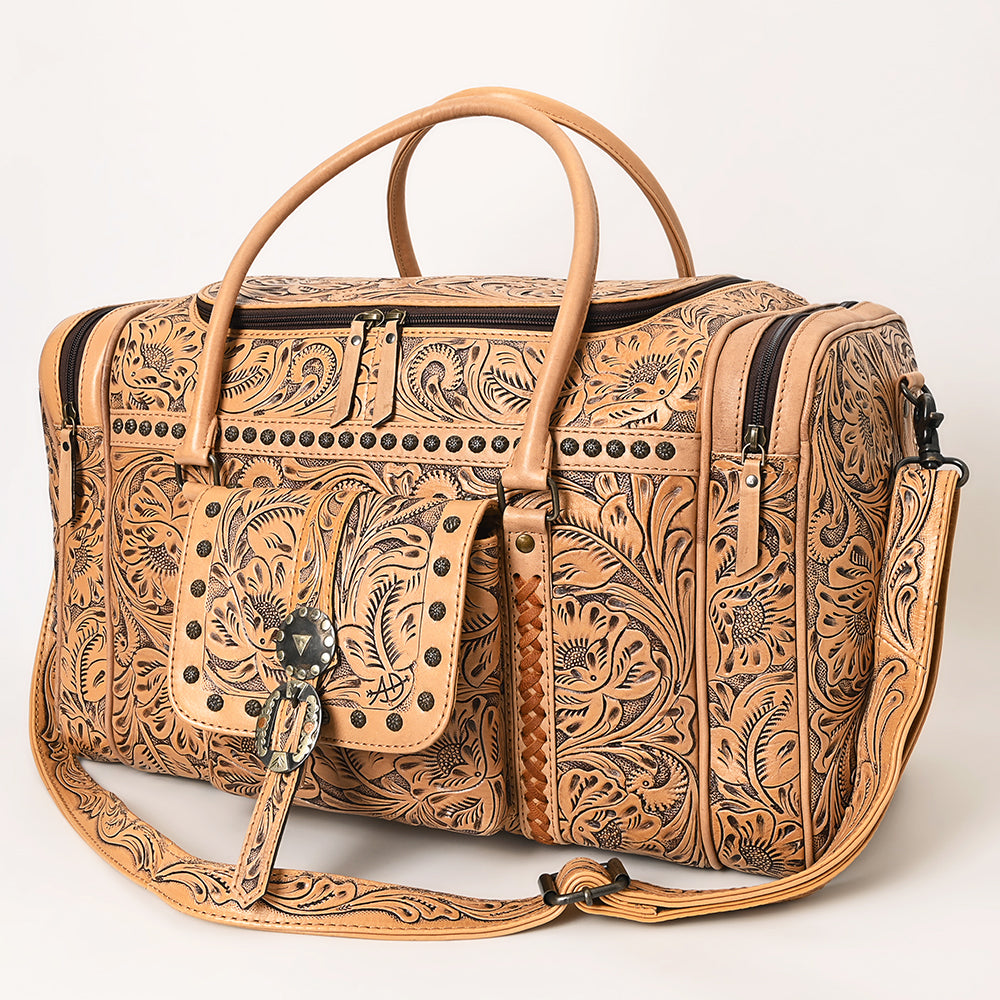American Darling Hand-Tooled Genuine Leather Duffel Bag