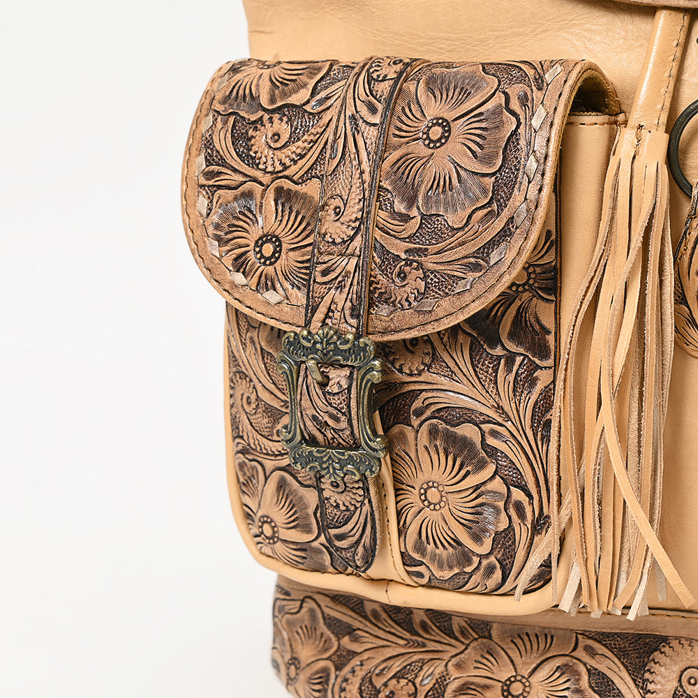 American Darling Hand-Tooled Genuine Leather Floral Backpack
