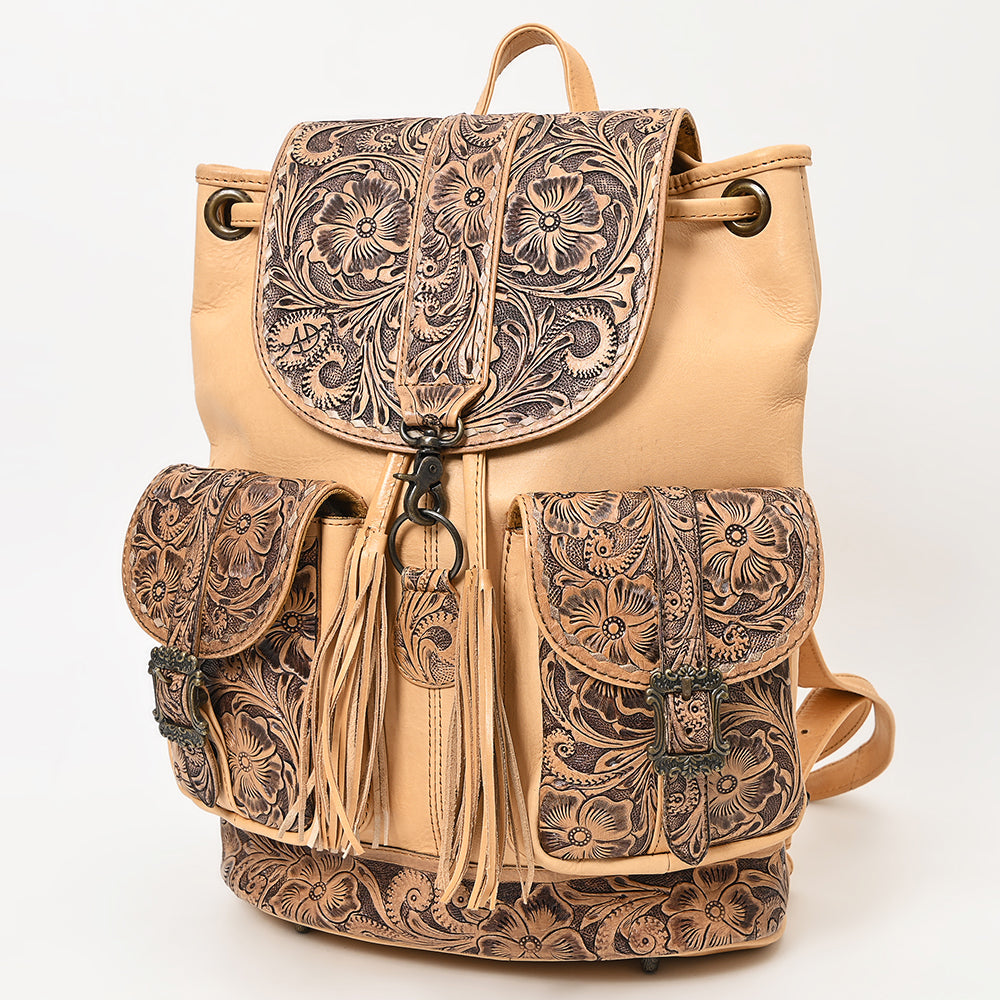 American Darling Hand-Tooled Genuine Leather Floral Backpack
