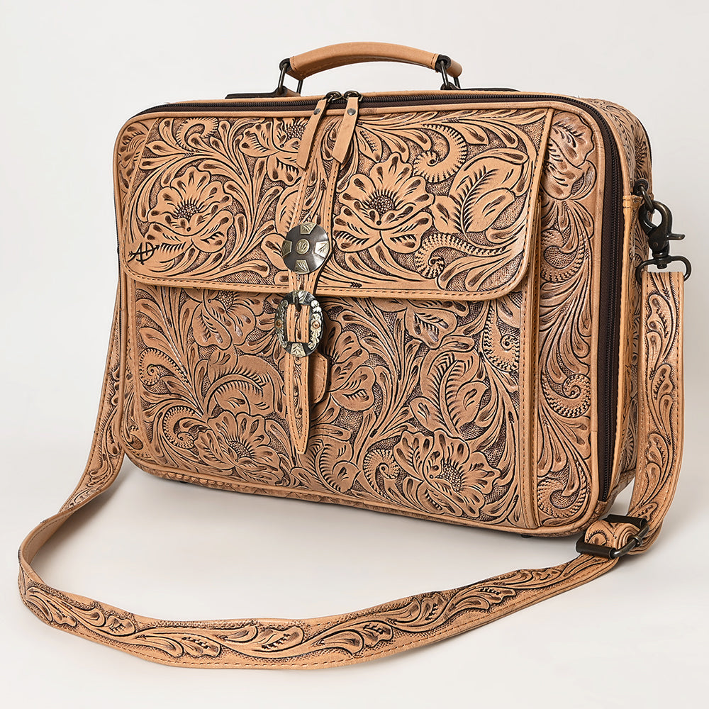 American Darling Hand-Tooled Genuine Leather Briefcase