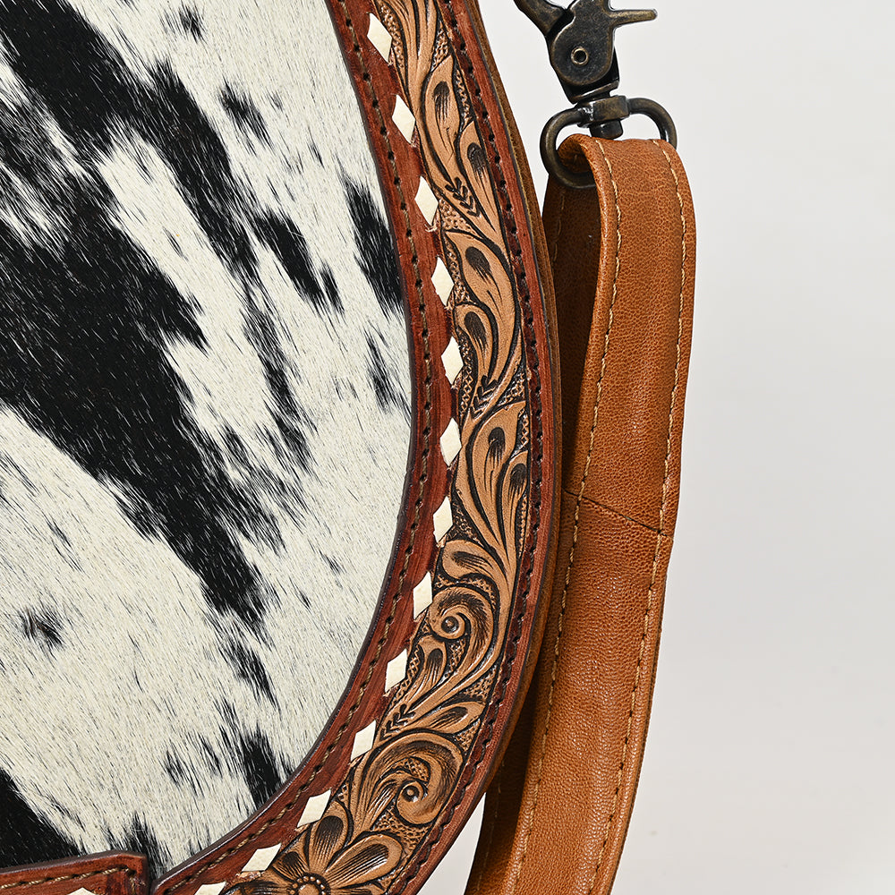 American Darling Hand-Tooled Hair-On Genuine Leather Bag