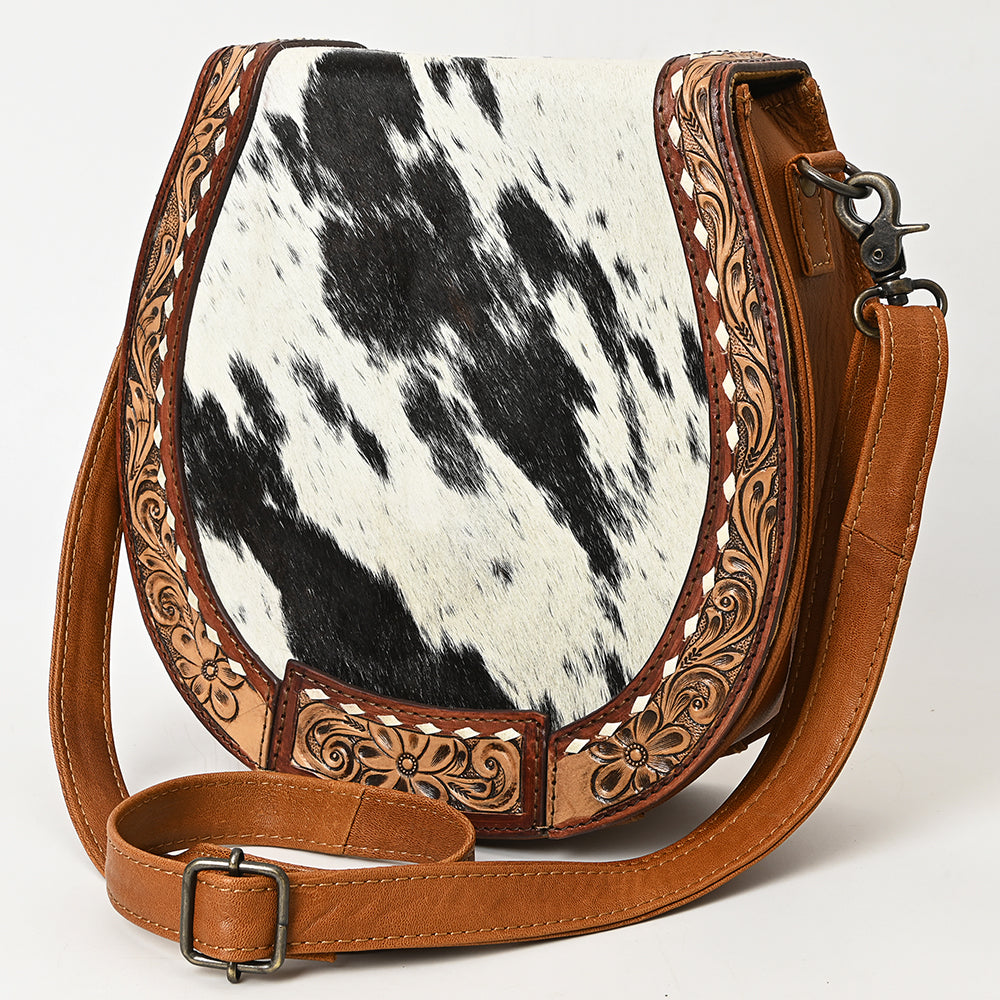 American Darling Hand-Tooled Hair-On Genuine Leather Bag