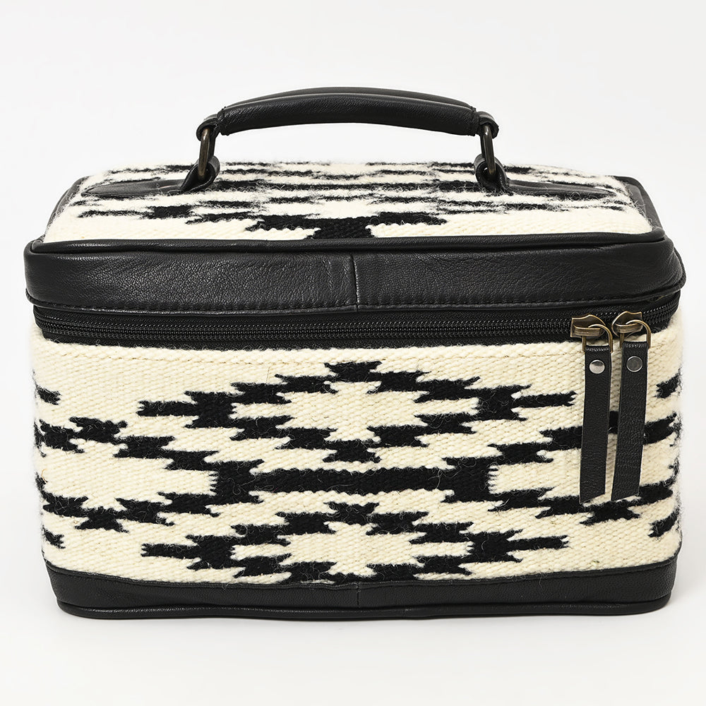 American Darling Western Jewelry Case – Hand-Woven Saddle Blanket with Genuine Leather Trim – Travel Organizer Box for Accessories