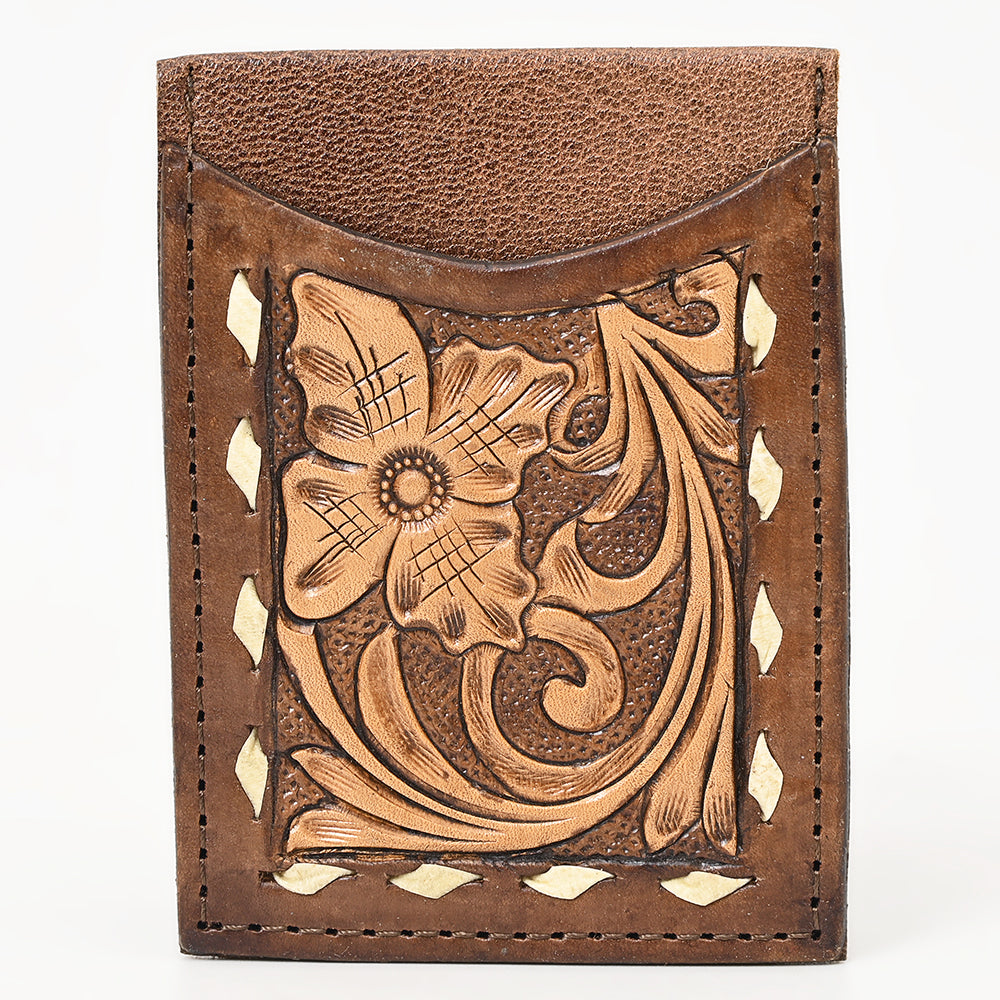 American Darling Floral Western Hand Tooled Genuine Leather Women Card-Holder