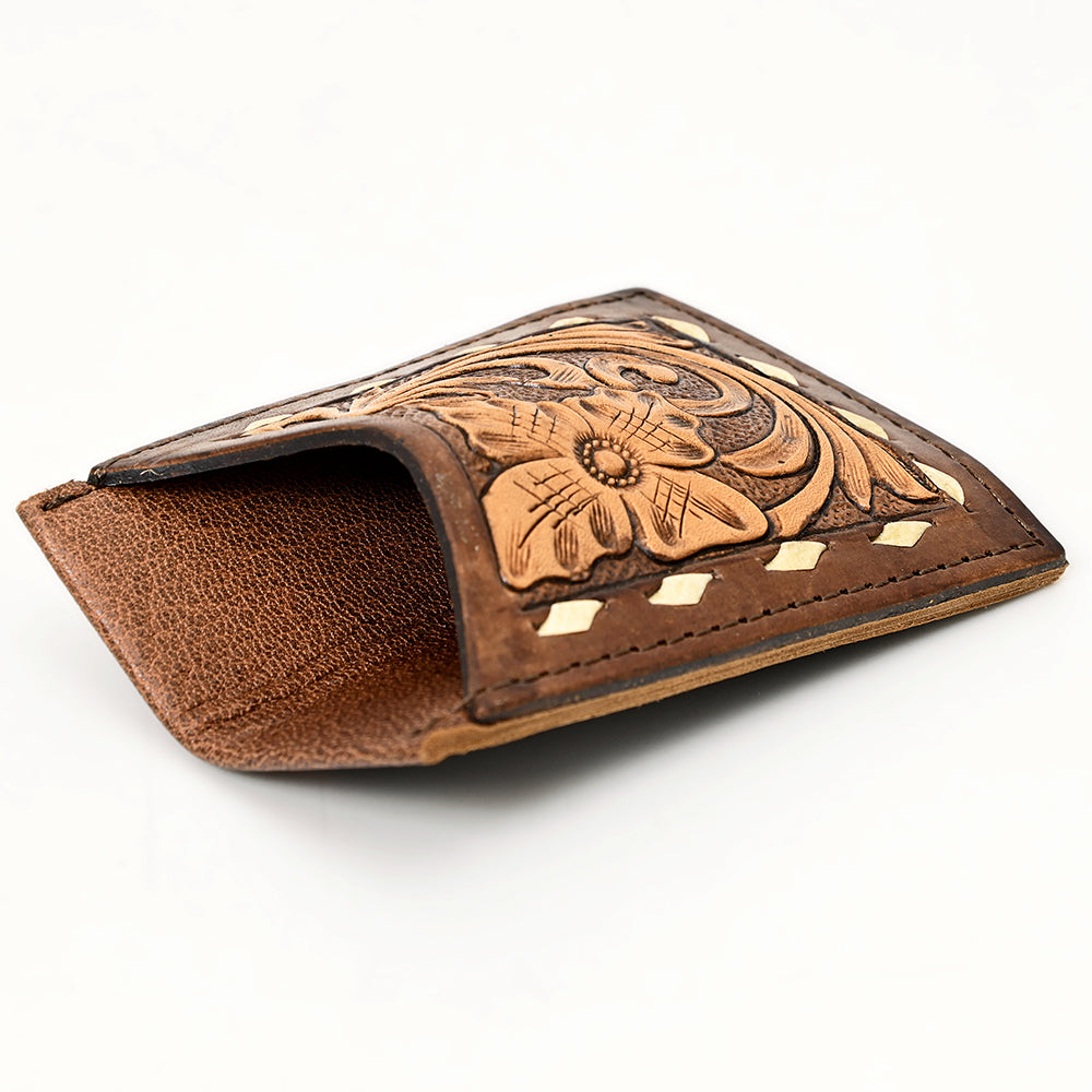 American Darling Floral Western Hand Tooled Genuine Leather Women Card-Holder