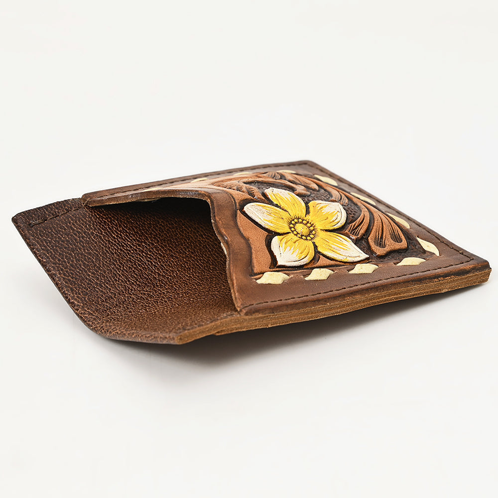 American Darling Floral Western Hand Tooled Genuine Leather Women Card-Holder