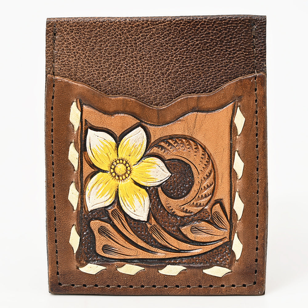 American Darling Floral Western Hand Tooled Genuine Leather Women Card-Holder