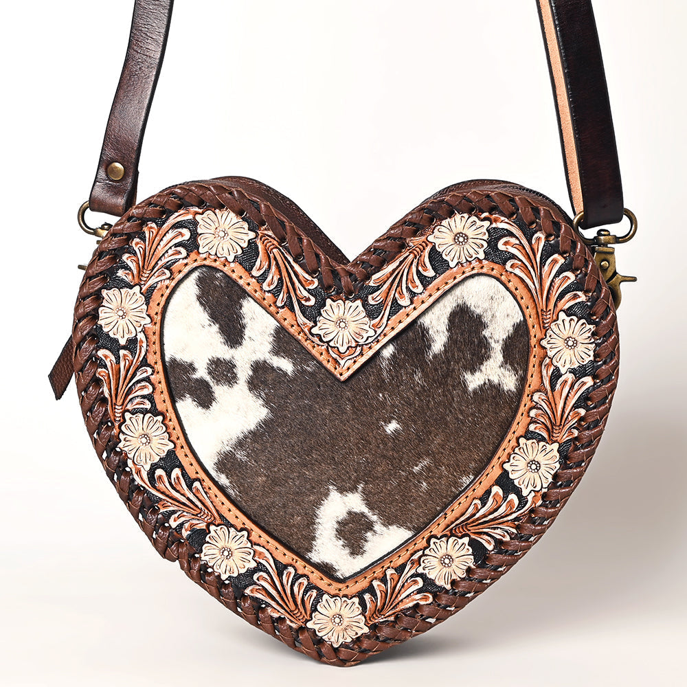 American Darling Hand-Tooled Hair-On Genuine Leather Bag