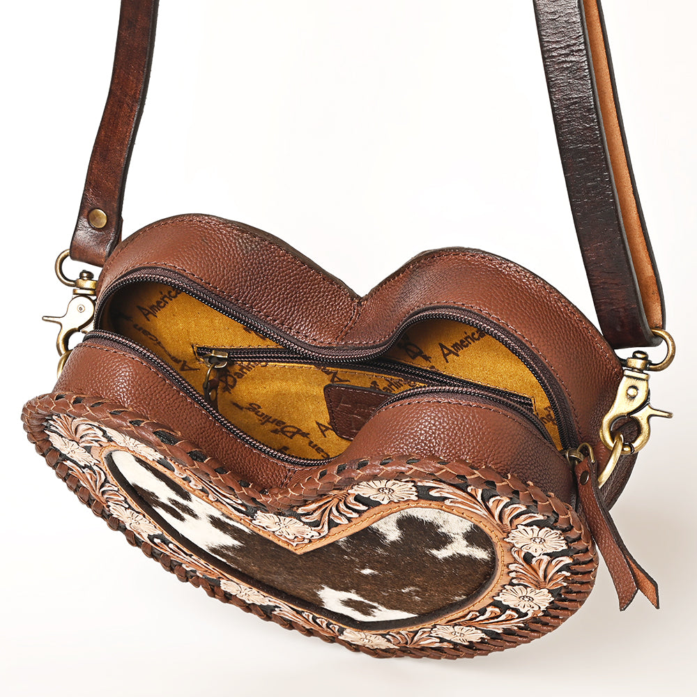 American Darling Hand-Tooled Hair-On Genuine Leather Bag
