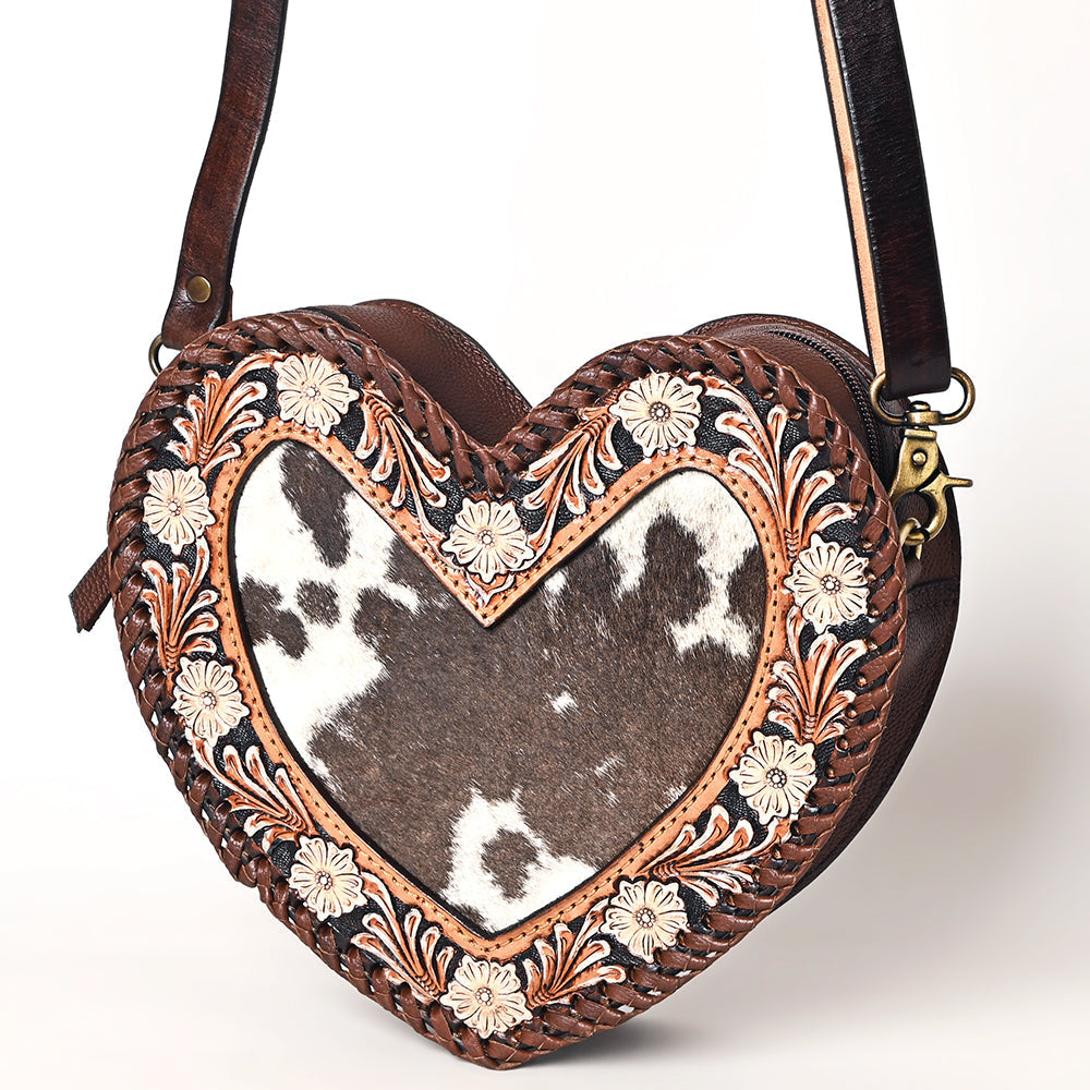 American Darling Hand-Tooled Hair-On Genuine Leather Bag